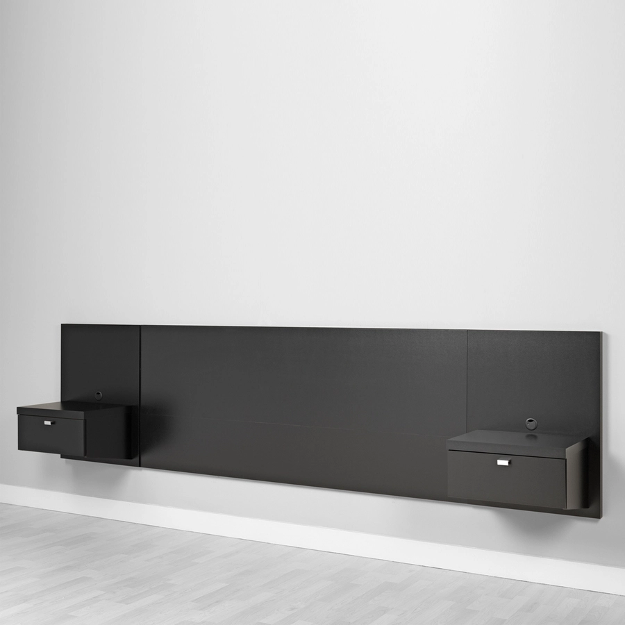 Prepac Floating Headboard With Nightstands - King Bed Size - Black 5 Prepac Floating Headboard With Nightstands - King Bed Size - Black - Image 4
