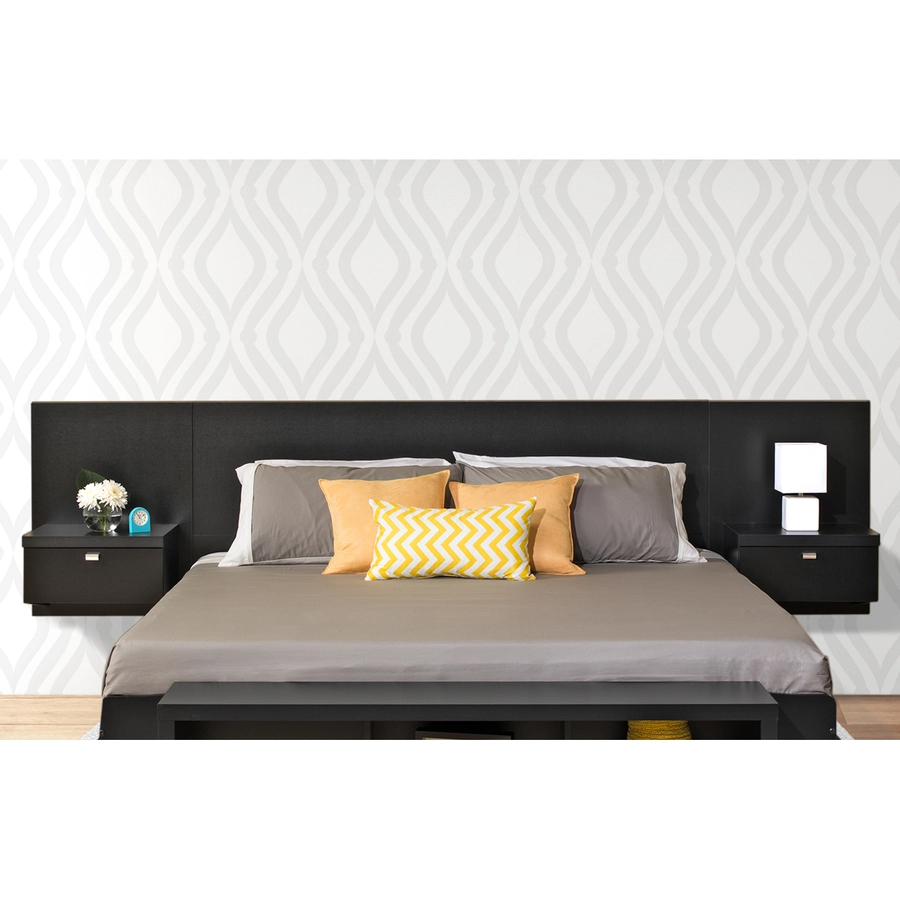 Prepac Floating Headboard With Nightstands - King Bed Size - Black 3 Prepac Floating Headboard With Nightstands - King Bed Size - Black - Image 2