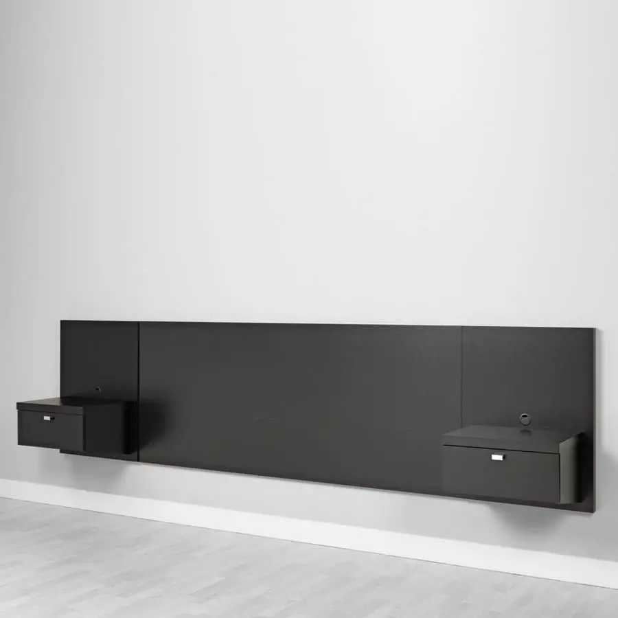 Prepac Floating Headboard With Nightstands - King Bed Size - Black 4 Prepac Floating Headboard With Nightstands - King Bed Size - Black - Image 3