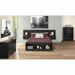 Prepac Queen Floating Headboard - 107.25-in X 31.5-in - Black