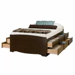 Prepac Furniture Tall Queen Captains Plarform Storage Bed
