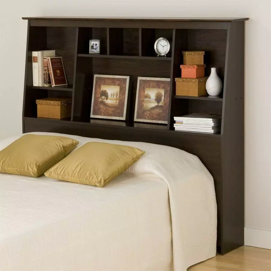 Prepac Espresso Full/Queen Slant-Back Bookcase Headboard 4 Prepac Espresso Full/Queen Slant-Back Bookcase Headboard - Image 2