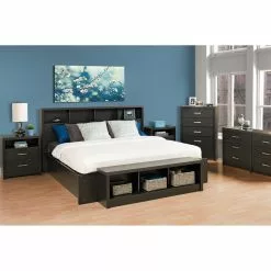 Prepac District Washed Black King Headboard