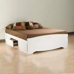 Prepac Mate's White Queen Platform Bed With Storage