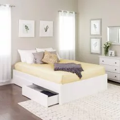 Prepac Select Platform Bed With 4 Drawers - White - Queen