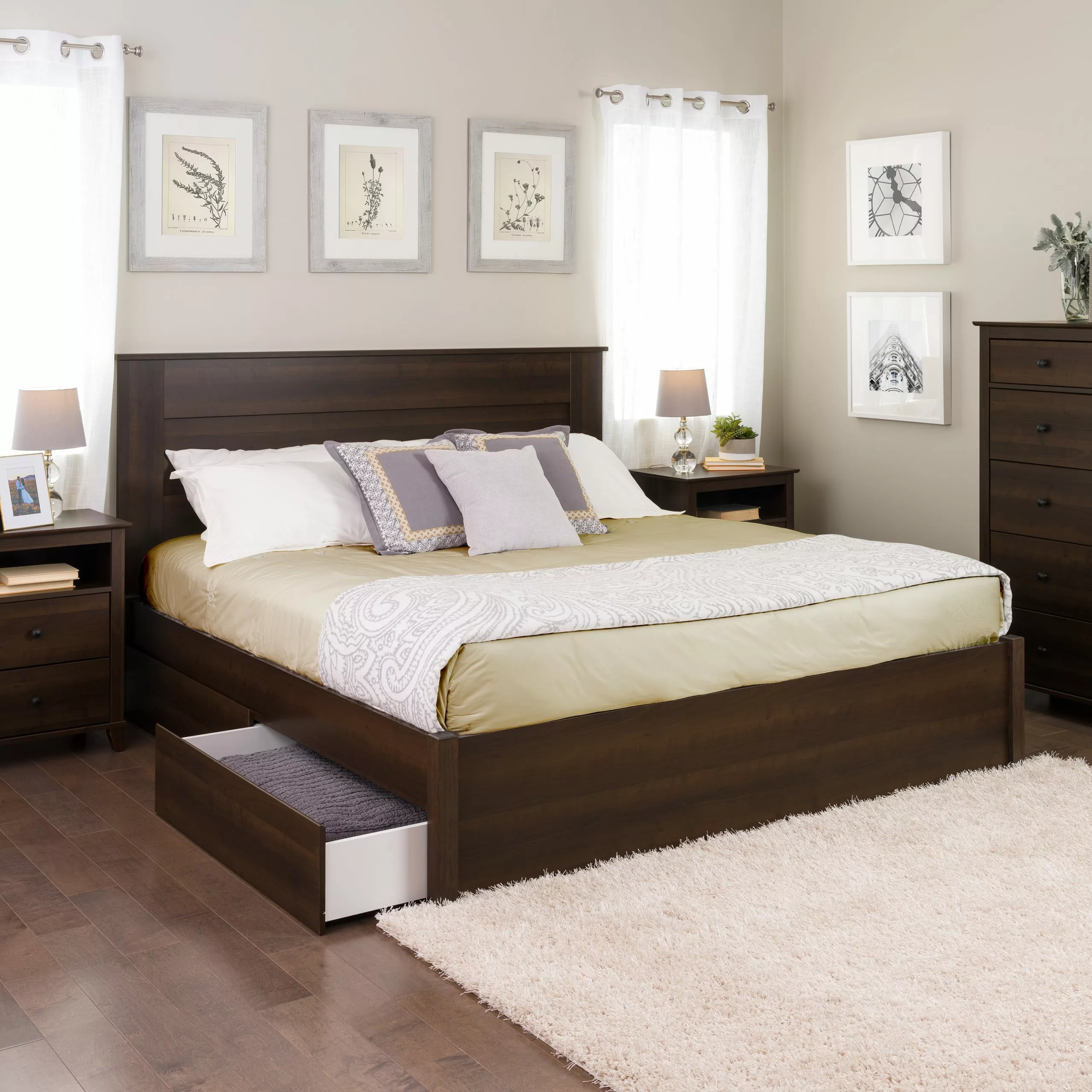 Prepac Select Platform Bed With 4 Drawers - Espresso - King 8 Prepac Select Platform Bed With 4 Drawers - Espresso - King - Image 6