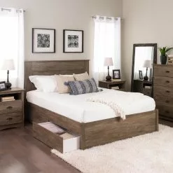 Prepac Select 4-Post Platform Bed 2 Drawers - Drifted Gray - Queen -Prepac Shop 330673626 AlternateImage4