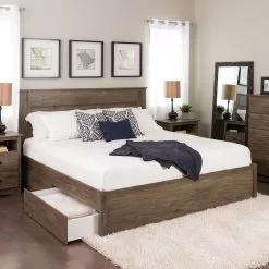 Prepac Select 4-Post Platform Bed 2 Drawers - Drifted Gray - King -Prepac Shop 330673629 AlternateImage4