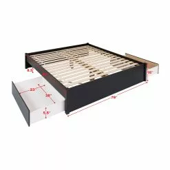 Prepac Select 4-Post Platform Bed With 2 Drawers - Black - King
