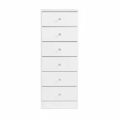Prepac Astrid Tall Chest With Acrylic Knobs - 6-Drawer - White -Prepac Shop 330673638 AlternateImage2
