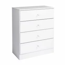 Prepac Astrid Dresser With Acrylic Knobs - 4-Drawer - White -Prepac Shop 330673639 AlternateImage1