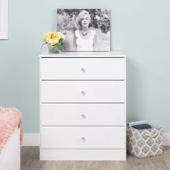 Prepac Astrid Dresser With Acrylic Knobs - 4-Drawer - White -Prepac Shop 330673639 AlternateImage5