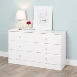 Prepac Astrid Dresser With Acrylic Knobs 6-Drawer - White - 28-in X 47-in 17 Prepac Astrid Dresser With Acrylic Knobs 6-Drawer - White - 28-in X 47-in -Prepac Shop 330673642 MainImage 001