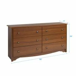 Prepac Monterey 6-Drawer Dresser - Cherry - 29-in X 59-in