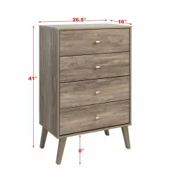 Prepac Milo 4-drawer Chest In Drifted Gray Finish - 26.5-in X 16-in X 41-in -Prepac Shop 330746094 AlternateImage8