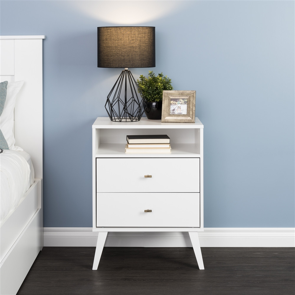 Prepac Milo 2-drawer Tall Nightstand With Open Shelf, White 11 Prepac Milo 2-drawer Tall Nightstand With Open Shelf, White - Image 9