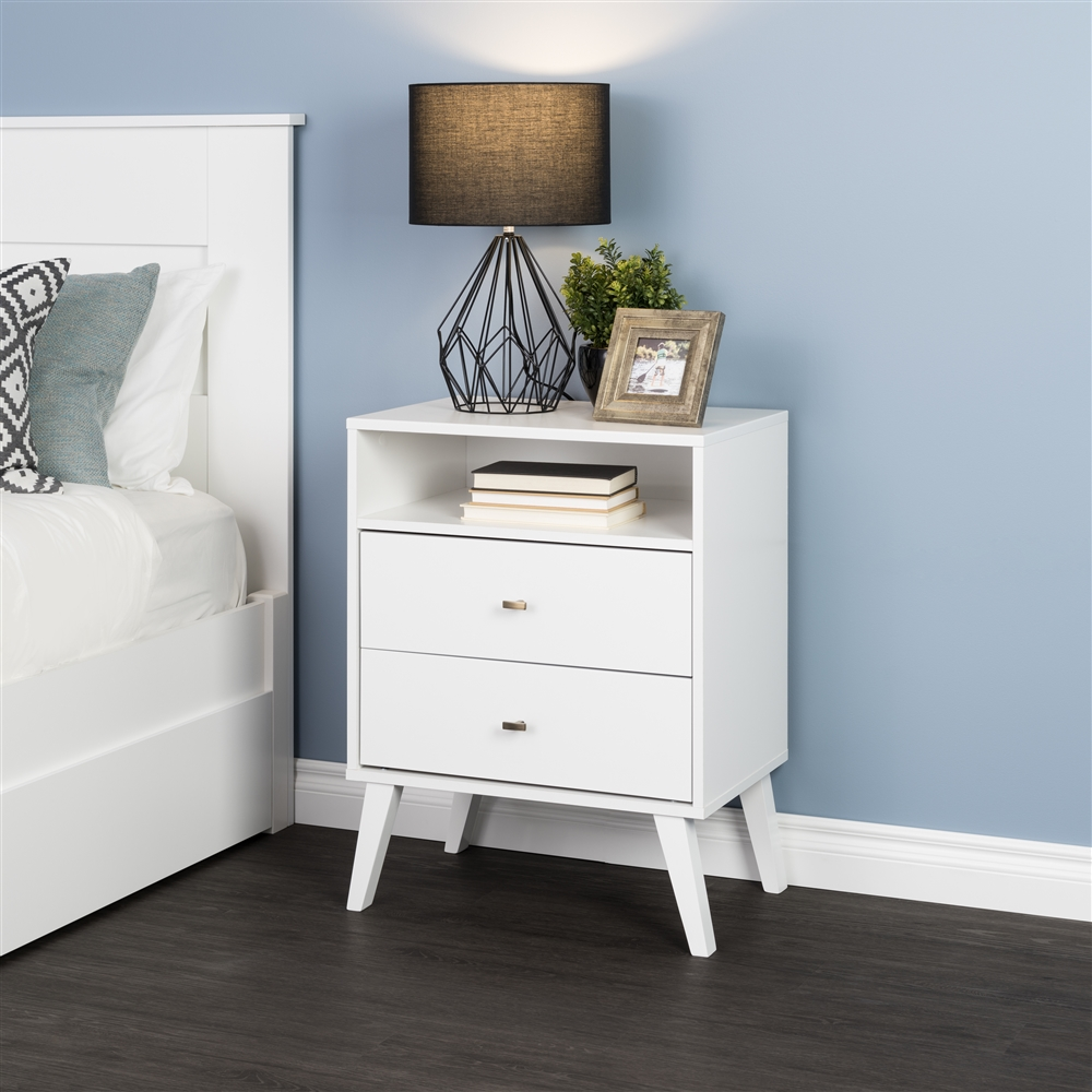 Prepac Milo 2-drawer Tall Nightstand With Open Shelf, White 9 Prepac Milo 2-drawer Tall Nightstand With Open Shelf, White - Image 7