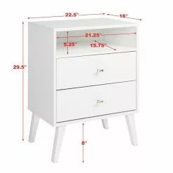 Prepac Milo 2-drawer Tall Nightstand With Open Shelf, White