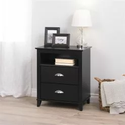 Prepac Yaletown 2-Drawer Tall Nightstand, Black -Prepac Shop 330746113 AlternateImage1