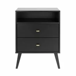 Prepac Milo 2-drawer Tall Nightstand With Open Shelf, Black