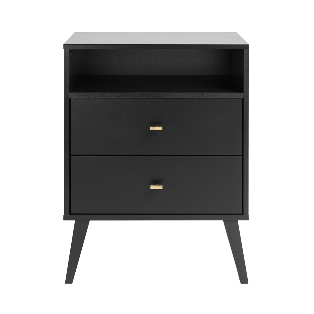 Prepac Milo 2-drawer Tall Nightstand With Open Shelf, Black 3 Prepac Milo 2-drawer Tall Nightstand With Open Shelf, Black