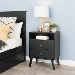 Prepac Milo 2-drawer Tall Nightstand With Open Shelf, Black 13 Prepac Milo 2-drawer Tall Nightstand With Open Shelf, Black -Prepac Shop 330746115 AlternateImage4