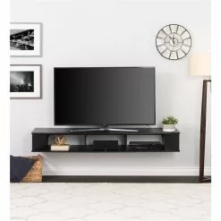 Prepac Wide Wall Mounted TV Stand In Black Finish - 70-in X 16-in X 48-in -Prepac Shop 330746129 AlternateImage3