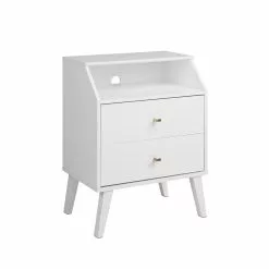 Prepac Milo 2-Drawer Night Stand With Angled Top - White -Prepac Shop 330768943 MainImage frCA