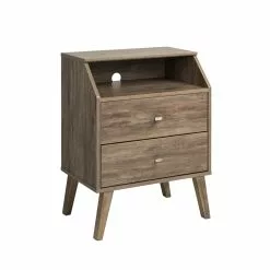 Prepac Milo 2-Drawer Night Stand With Angled Top - Drifted Gray