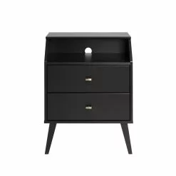 Prepac Milo 2-Drawer Night Stand With Angled Top - Black -Prepac Shop 330768953 AlternateImage2