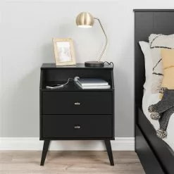 Prepac Milo 2-Drawer Night Stand With Angled Top - Black -Prepac Shop 330768953 AlternateImage4