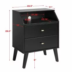 Prepac Milo 2-Drawer Night Stand With Angled Top - Black -Prepac Shop 330768953 AlternateImage5