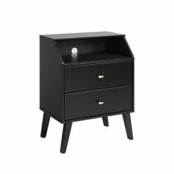 Prepac Milo 2-Drawer Night Stand With Angled Top - Black -Prepac Shop 330768953 MainImage frCA
