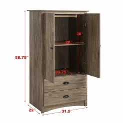 Prepac Salt Spring Armoire - 58-in X 31-in - Drifted Gray -Prepac Shop 330768987 AlternateImage7