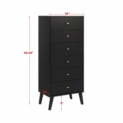 Prepac Milo Tall 6-Drawer Chest - Black -Prepac Shop 330768991 AlternateImage5