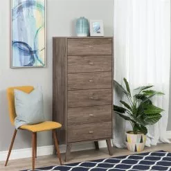 Prepac Milo Tall 6-Drawer Chest - Drifted Gray