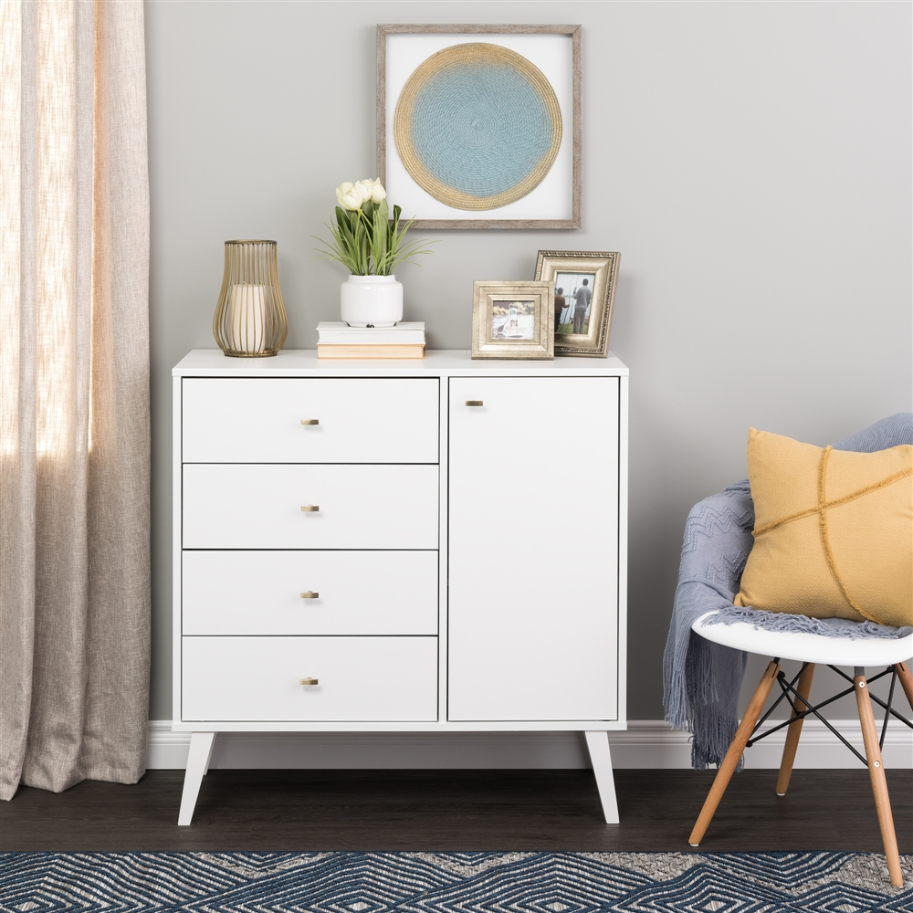 Prepac Milo 4-Drawer Chest With Door - White 11 Prepac Milo 4-Drawer Chest With Door - White - Image 9