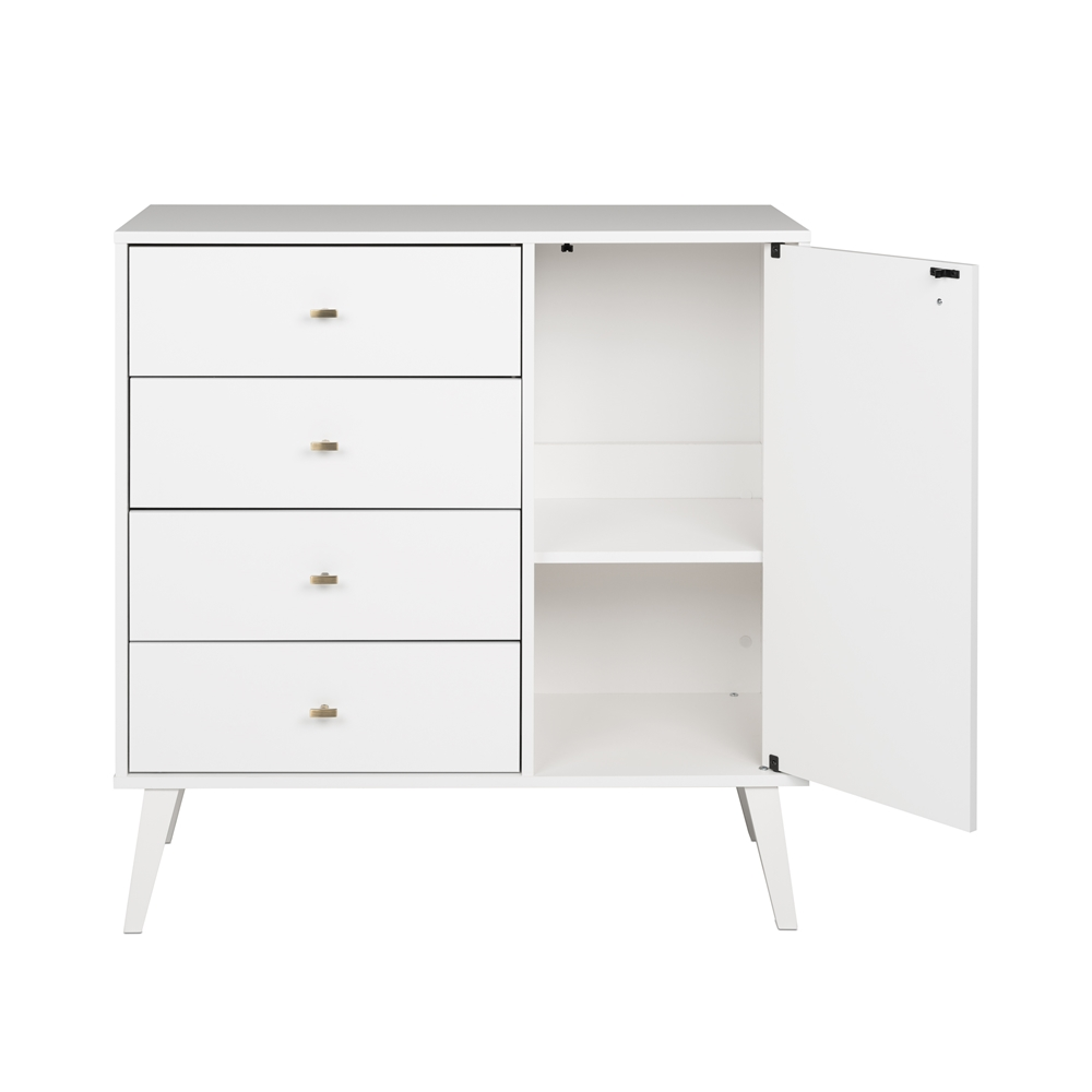 Prepac Milo 4-Drawer Chest With Door - White 9 Prepac Milo 4-Drawer Chest With Door - White - Image 7