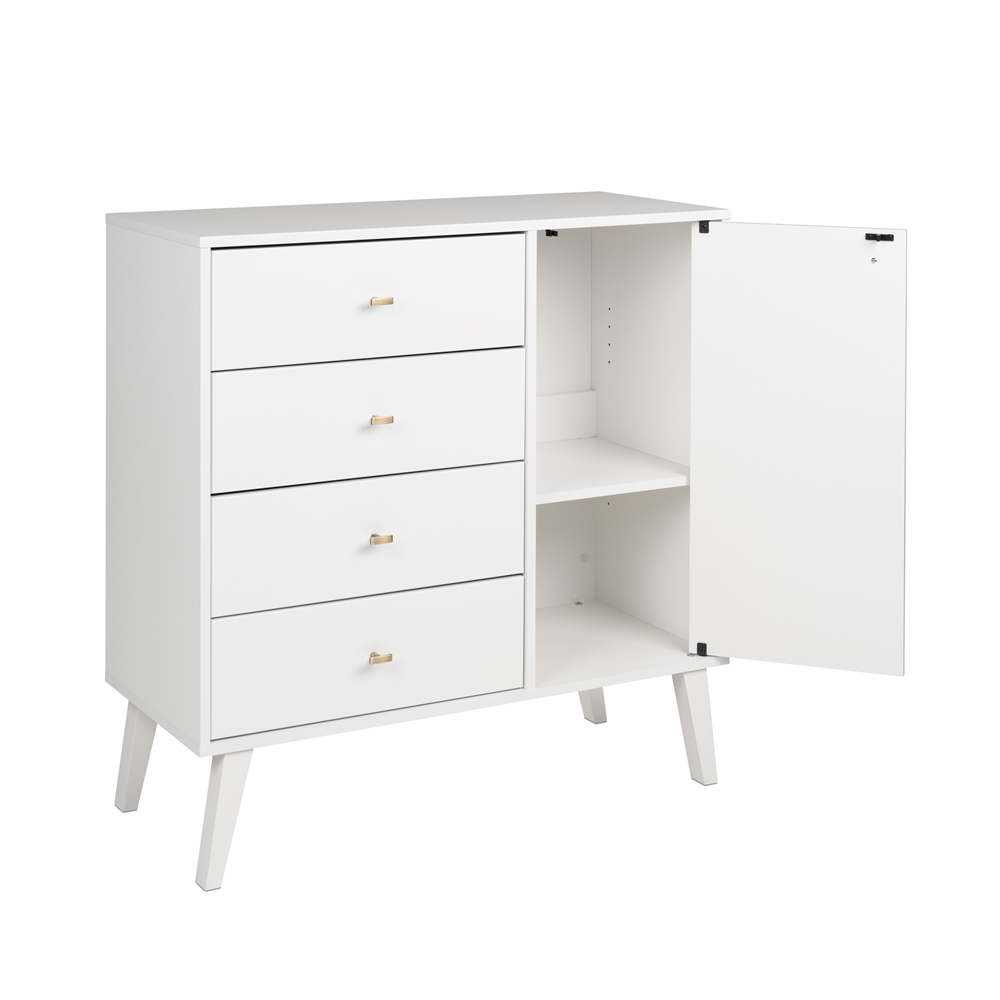 Prepac Milo 4-Drawer Chest With Door - White 10 Prepac Milo 4-Drawer Chest With Door - White - Image 8