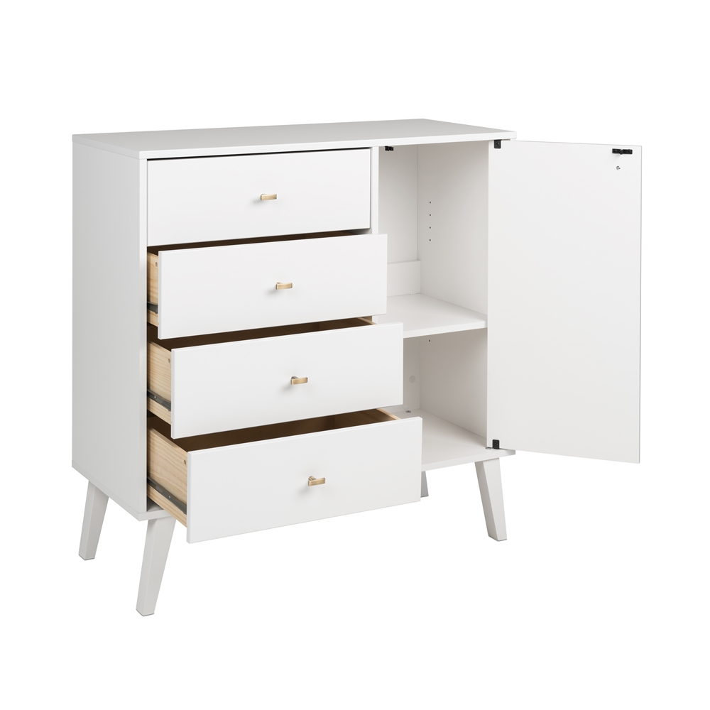 Prepac Milo 4-Drawer Chest With Door - White 5 Prepac Milo 4-Drawer Chest With Door - White - Image 3