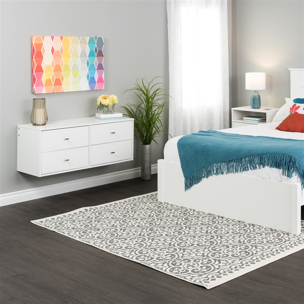 Prepac Floating Bedroom White Hanging Dresser And Nightstand Set 3 Prepac Floating Bedroom White Hanging Dresser And Nightstand Set