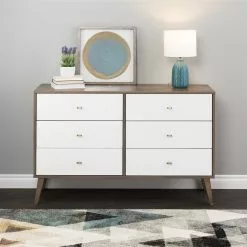 Prepac Milo Drifted Grey/white 6-drawer Double Dresser
