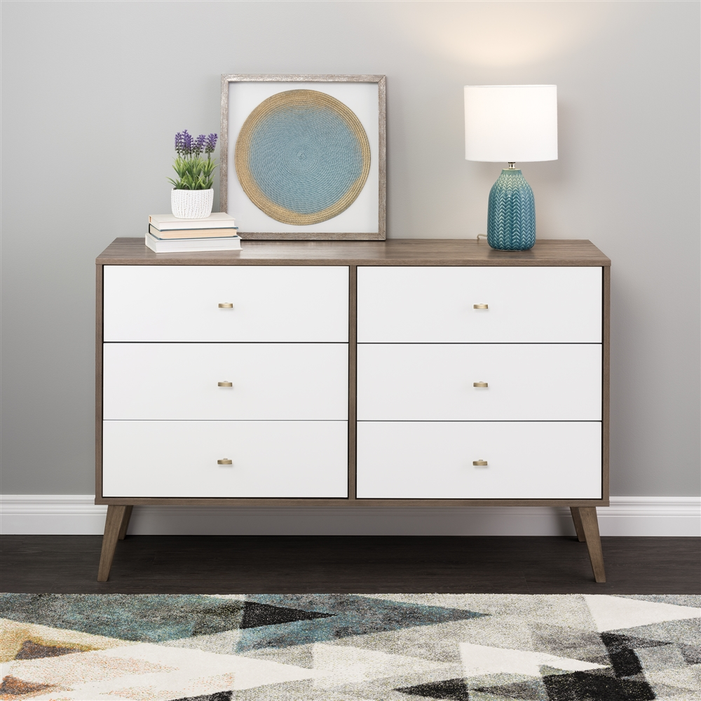 Prepac Milo Drifted Grey/white 6-drawer Double Dresser 3 Prepac Milo Drifted Grey/white 6-drawer Double Dresser