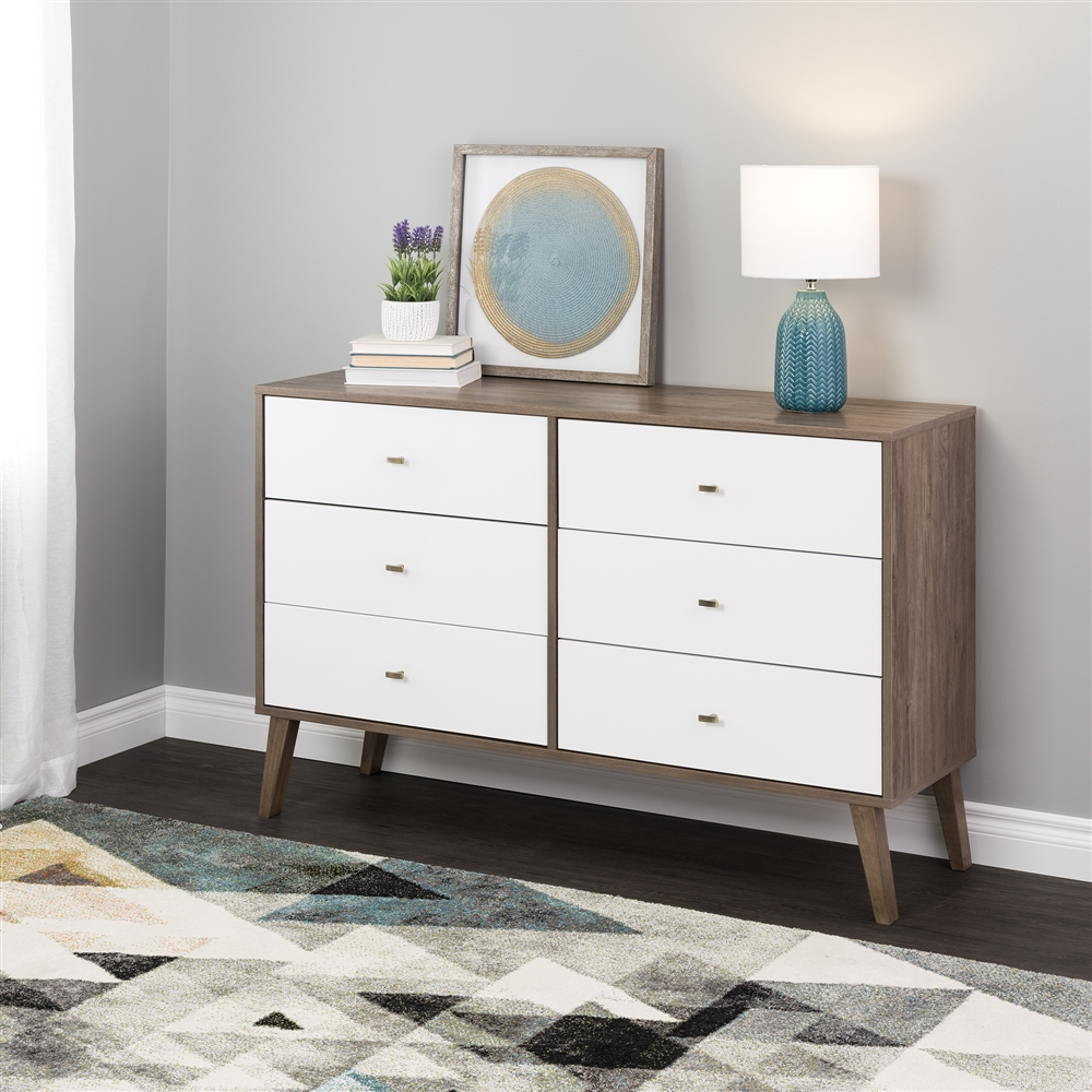 Prepac Milo Drifted Grey/white 6-drawer Double Dresser 6 Prepac Milo Drifted Grey/white 6-drawer Double Dresser - Image 4