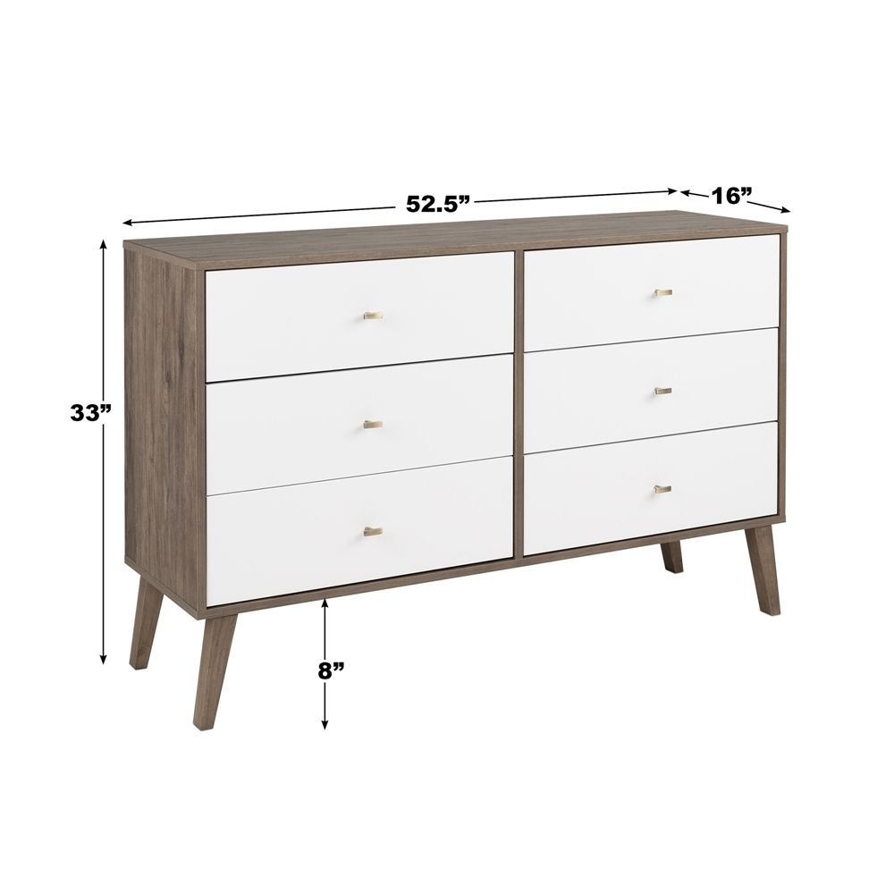 Prepac Milo Drifted Grey/white 6-drawer Double Dresser 7 Prepac Milo Drifted Grey/white 6-drawer Double Dresser - Image 5