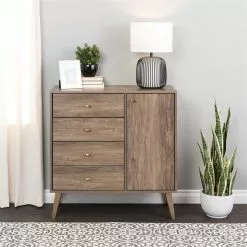 Prepac Milo Drifted Grey 4-drawer Combo Dresser