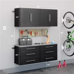 Prepac HangUps 60-in X 72-in Black Composite Wood - Storage Set F (4-Pack) -Prepac Shop 330915418 AlternateImage2