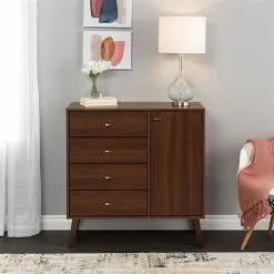 Prepac Milo Cherry Pine Contemporary 4-Drawer Chest With Side Cabinet -Prepac Shop 330928838 AlternateImage1