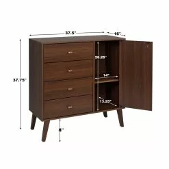 Prepac Milo Cherry Pine Contemporary 4-Drawer Chest With Side Cabinet -Prepac Shop 330928838 AlternateImage8