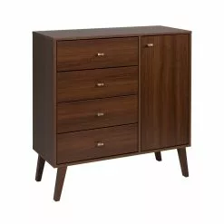 Prepac Milo Cherry Pine Contemporary 4-Drawer Chest With Side Cabinet -Prepac Shop 330928838 MainImage 001